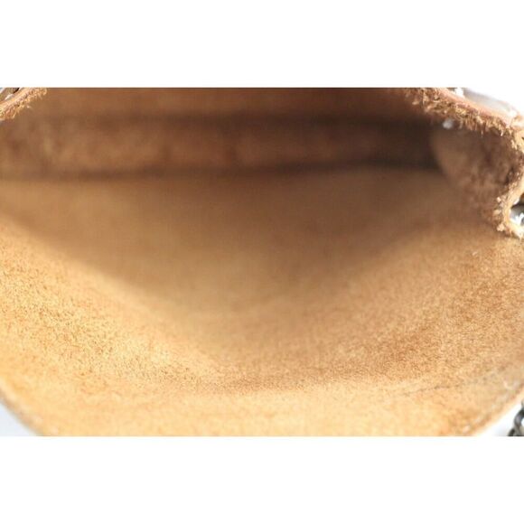 Roots TAN BROWN GENUINE LEATHER CHAIN FLAP X-BODY SHOULDER BAG MINI PURSE CLUTCH - Picture 10 of 15